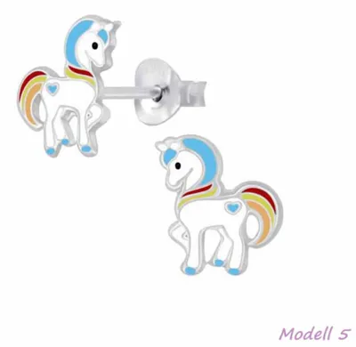 Produktbild von Kinderohrstecker „Einhorn“: Mädchen Ohrringe Silber Modell 5
