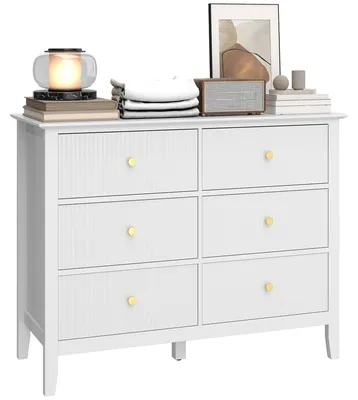 Produktbild von Kommode Sideboard mit 6 Schubladen Moderner Aufbewahrungsschrank für Wohnzimmer Schlafzimmer Flur 100 x 40 x 78 cm Weiß