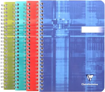 Produktbild von Clairefontaine 8546C Spiralbuch (DIN A5, 14,8 x 21 cm, liniert, 90 Blatt) 1 Stück farbig sortiert