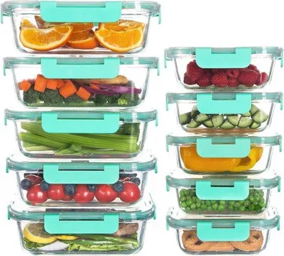Produktbild von Glas Meal Prep Behälter mit Deckel für Overnight Oats und Verschluss