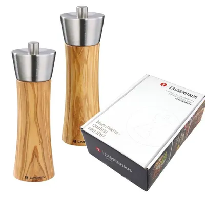 Mühlenset aus Holz, 18 cm, 2-teilig, Keramikmahlwerk, braun