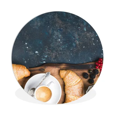 Produktbild von MuchoWow® Rundes Wandbild - Runde Bilder Croissant - Obst - Kaffee - Küche Ø 90 cm Kreis Wanddekoration Kunststoff - Wandkreis - Wandschmuck - Wand-Kreis - Wohnzimmer - Bild - Runde - Wanddeko - Dibond - Kunstdrucke