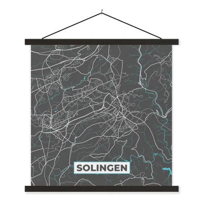 Produktbild von MuchoWow® Textilposter Stadtplan - Solingen - Deutschland - Karte 40x40 cm mit schwarzem Rahmen - Fotos