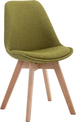 Image de Chaise de salle à manger avec rembourrage en tissu - Chaise de visiteur - Assise confortable - Structure en bois de hêtre | Couleur : vert | Couleur d'habillage : naturel