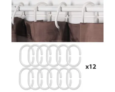 Productafbeelding van MSV 140286-12 Plastic ringen voor douchegordijn, wit, 6 x 4 cm, wit, 12 stuks, 38 mm, 58 mm