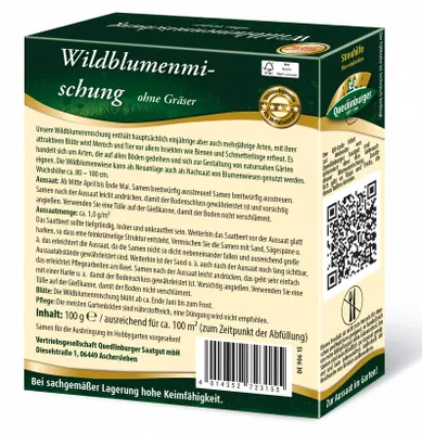Produktbild von Wildblumenmischung ohne Gräser (100 g) | Wildblumenwiese von Quedlinburger, Menge:500 g