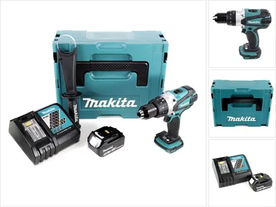 Zdjęcie produktu dla Akumulatorowa wiertarko-wkrętarka Makita DDF 458 RT1J 18 V 91 Nm w zestawie Makpac z 1x akumulatorem BL 1850 B 5,0 Ah i ładowarką DC18RC