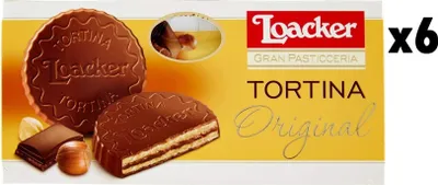 Produktbild von 6x Loacker Tortina Original 3pz Schokoladengenuss gefüllt mit Haselnusscreme Kuchen 63g