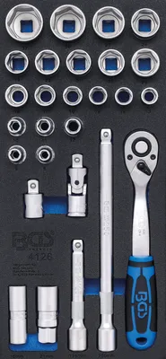 Immagine prodotto di BGS carrello da officina 1/3: Set di chiavi a bussola 12,5 mm (1/2") 27 pezzi - 4126