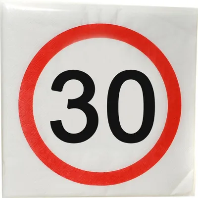 Produktbild von Serviette 33x33cm 12Stück Verkehrsschild Zah 30