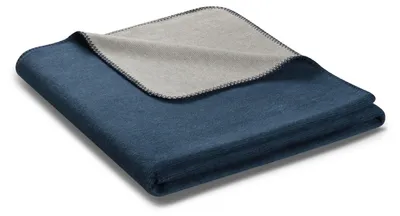 Produktbild von Biederlack Plaid Melange Doubleface Farbe marineblau- Größe 150 x 200