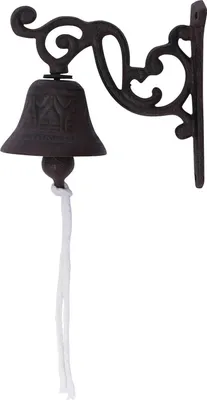 Produktbild von Vintage Gusseisenglocke - Essensglocke / Türglocke - Wandmontage - Außenbereich - 13,5 x 13,5 cm, Ø 7,5 cm - 0,48 kg - Bronze-Optik