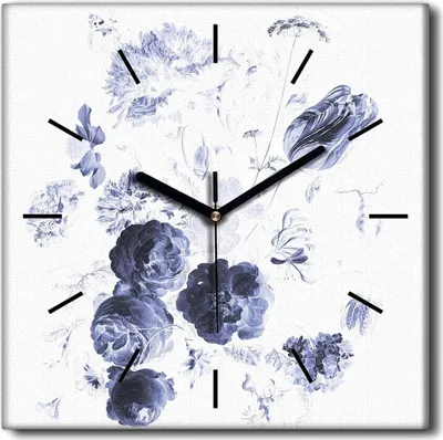 Produktbild von Coloray Uhr auf Leinwand 30x30 cm Wand Uhr Dekoration Wohnzimmer Segeltuch schwarze Hände -Vintage Wieseblumen