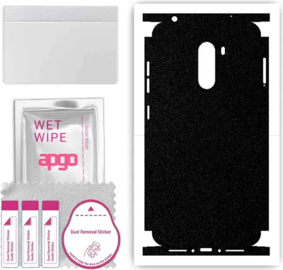Produktbild von apgo Rückseite + Seiten Schutzfolie, Skin, kompatibel mit Xiaomi Pocophone F1, Hinten Displayschutzfolie aus Vinylfolie, kratzfest, einfache Montage - Mattschwarz
