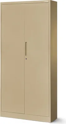 Produktbild von Aktenschrank Büroschrank Metallschrank Stahlschrank Werkzeugschrank Stahlblech Pulverbeschichtet Flügeltürschrank Abschließbar 195 cm x 90 cm x 40 cm Farbe: Beige