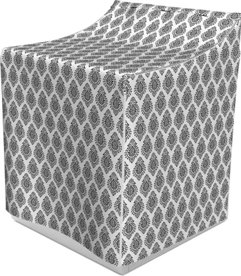 Produktbild von ABAKUHAUS Schwarz und weiß Waschmaschienen und Trockner Bezug, Orientalischer Damast, Dekorativer Bezug aus Stoff, 70x75x100 cm, Weiß Schwarz