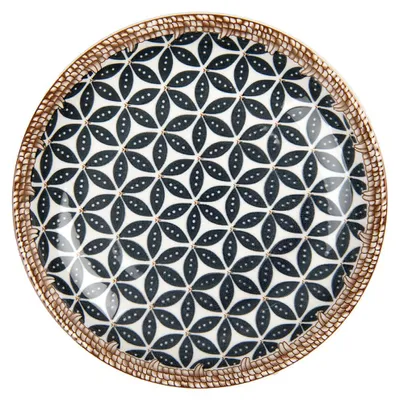 Image de Clayre & Eef Assiette à déjeuner Ø 21x3 cm Blanc Noir Céramique