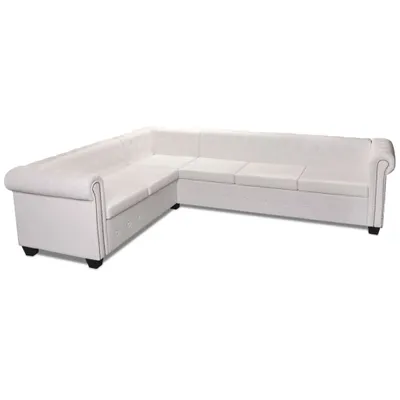 Produktbild von vidaXL Chesterfield-Ecksofa 6-Sitzer Kunstleder Weiß