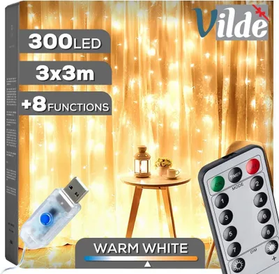 Obrázek produktu pro Světelný závěs s dálkovým ovládáním 300 LED 3 m