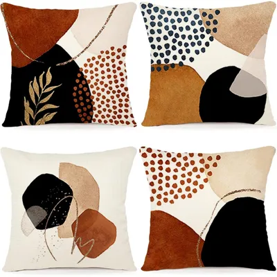 Produktbild von Kissenbezüge 50x50 cm Leinen-Mischgewebe 4er Set Abstrakte Muster für Sofa Couch Schlafzimmer