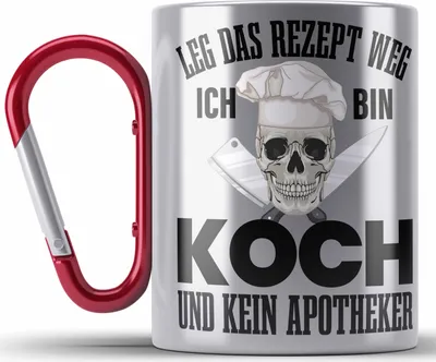 Produktbild von Trendation - Koch Geschenke Männer Edelstahl Tasse Karabiner Lustig Geschenk für Koch Köchin Geschenkidee Frauen (Rot)