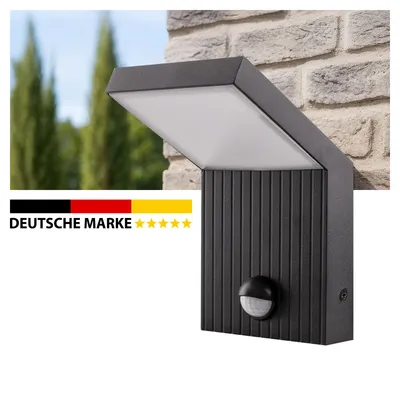 Produktbild von LED Aussenwandleuchte 6014A1 mit Bewegungsmelder 8W 1280 Lumen Schwarz IP65