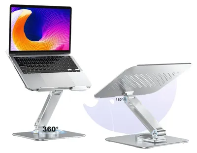 Produktbild von Tragbarer Computerhalter, höhenverstellbar, 360° drehbares Design, Silber