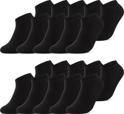 Produktbild von 10, 20 oder 30 Paar Sneaker Socken Herren & Damen Schwarz Weiß Grau Baumwolle 16900 - 20 Paar Schwarz 35-38