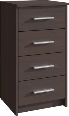 Produktbild von MATKAM Kommode Bodo 4S mit vier Schubladen, H/B/T 75 x 40 x 35 cm, Griffe in Metall-Optik, Führungsschienen aus Metall (Wenge)
