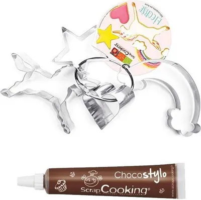 Produktbild von 4 Ausstechformen - Einhorn + Schokoladenstift