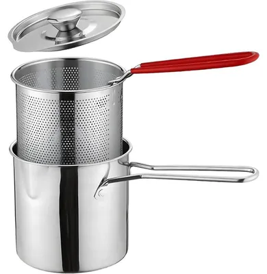 Produktbild von Multifunctional Stainless Steel Fryer,Deep Fry Pot with Basket, Frittiertopf Edelstahl 3-teilig, Für Induktion & Gas