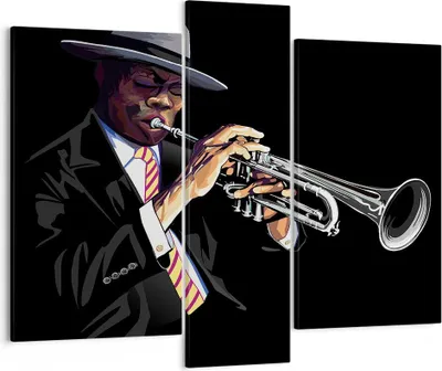 Produktbild von Bild auf Leinwand - Leinwandbild - Jazz Musik Musiker - 95x80cm - Wand Bild - Wanddeko - Wandbilder - Leinwanddruck - Bilder - Kunstdruck - Wanddekoration - Leinwand bilder - Wandkunst - CB95x80-3588