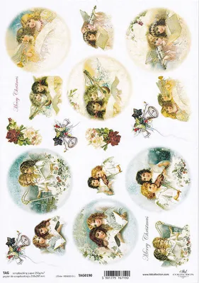 Obrázok produktu pre ITD COLLECTION 21x29cm A4 jednostranný papier na scrapbooking 250g - TAG0190 Angel Christmas