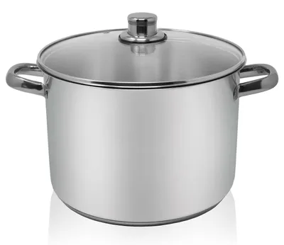 Edelstahl-Pfanne 28 cm, silberfarben, mit Glasdeckel, 12 Liter