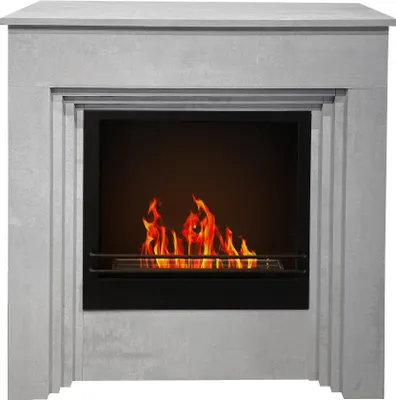 Produktbild von BELLINI Standkamin aus Bioethanol in Holzoptik mit Betonoptik, hergestellt in Italien, L 96 x T 35 x H 96