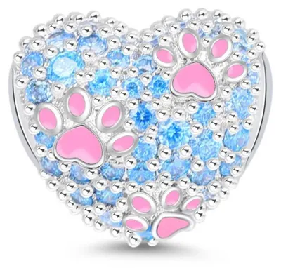 Produktbild von Gnoce Charm Pfoten Herz DVC018 Silber