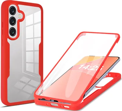 Produktbild von 360 Grad Rundum Schutz Handyhülle für Samsung Galaxy A56 5G Full Cover Vollschutz Case Farbe: Rot
