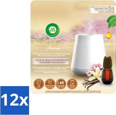 Produktbild von Air Wick Essential Mist – Elektrischer Duftdiffusor – Starter-Set – Beruhigende Vanilleblüte – 20 ml - Vorteilspack - 12 Stücke