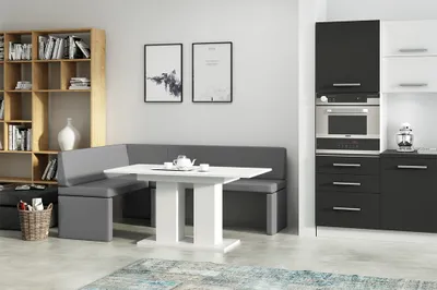 Productafbeelding van FEDVE Hoekbank, zitbank, keuken, eetkamer, zitmeubilair, model Lilia Maxi, glad, bekleed, links