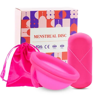 Produktbild von Tekoo Faltbare Menstruationstasse mit Aufbewahrungsbeutel - Größe S - Rosa