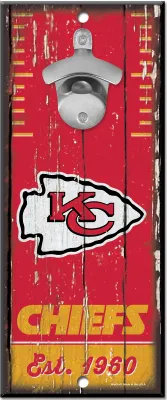 Produktbild von NFL Kansas City Chiefs Bottle Opener Wood Sign Holzschild Wandschmuck