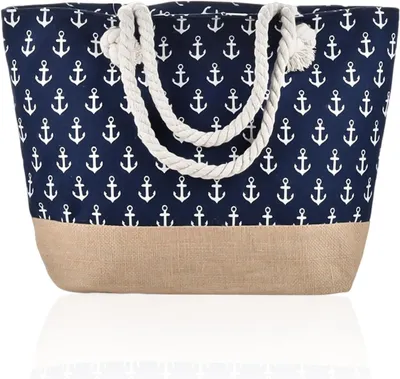 Productafbeelding van Strandtas, grote capaciteit, canvas, marineblauw, voor gezinsfitness