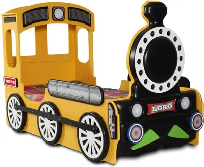 Produktbild von Gelbes Eisenbahn Designer Kinder Bett Luxus Bettgestelle Moderne Möbel