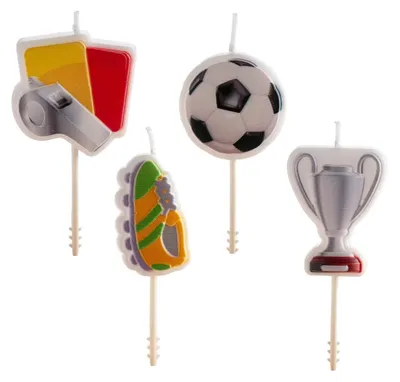 Produktbild von dekora Fußball Geburtstagskerzen Set – 4 Stück, Tortendeko