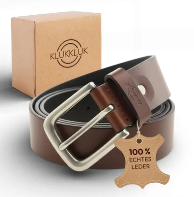 Produktbild von Klukkluk® Gürtel Herren, Gürtel Ratsche Ledergürtel Vollledergürtel Jeans-Gürtel für Herren/Damen - Robustes Leder - Business Kleidung - Breite 35mm, Farbe:Cognac, Größe:100 cm