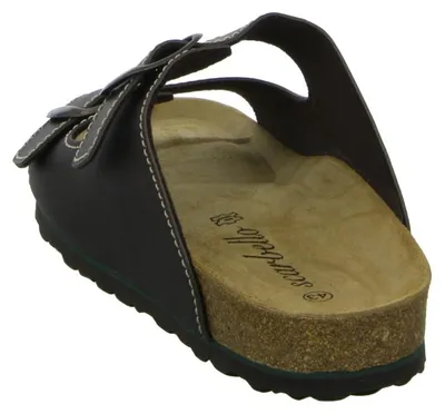 Produktbild von Bio Pantolette Braun aus glattem Kunstleder mit verstellbaren Riemen, Schnalle und Weichbettung Modell 0014-248/20