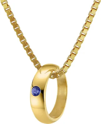 trendor 75122 Taufring mit Saphir Gold 585 an goldplattierter Kette 40/38 cm 1