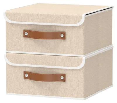 Immagine prodotto di Set di due scatole contenitore con coperchio, ideali per riporre vestiti