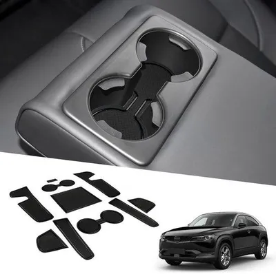 Immagine prodotto di Set di tappetini antiscivolo per SUV, 14 pezzi, nero, console centrale e bracciolo
