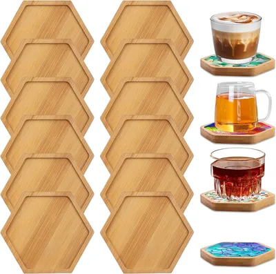 Immagine prodotto di Sottobicchieri in legno, sottobicchieri in bambù - 10 cm - Set da 12